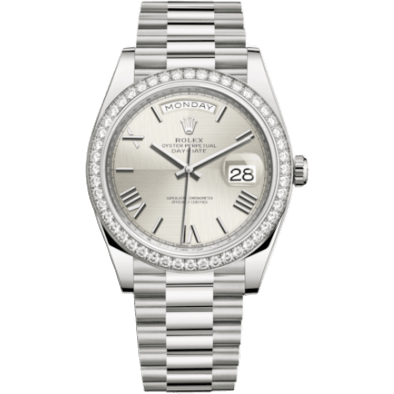 Day-Date 40 White Gold - Diamond / Silver Quadrant