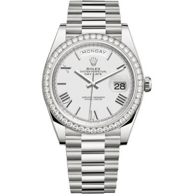 Day-Date 40 White Gold - Diamond / White - Roman