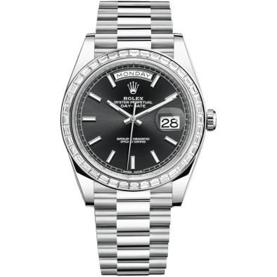 Day-Date 40 Platinum - Baguette / Black