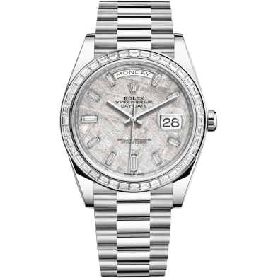 Day-Date 40 Platinum - Baguette / Meteorite - Baguette