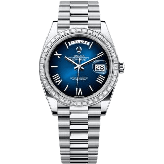 Day-Date 40 Platinum - Baguette / Blue Ombré
