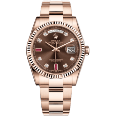Day-Date 36 Everose Fluted / Oyster / Chocolate Diamonds Rubies