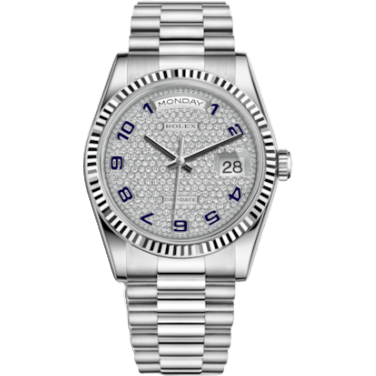 Day-Date 36 White Gold Fluted / President / Paved