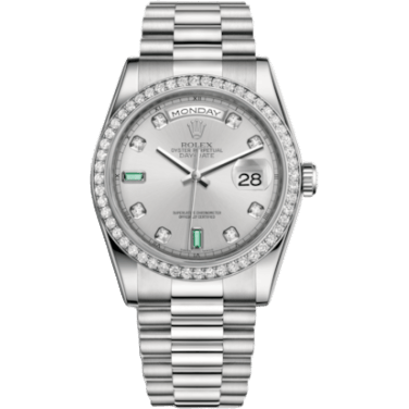 Day-Date 36 Platinum Diamonds / President / Silver Diamond Emerald