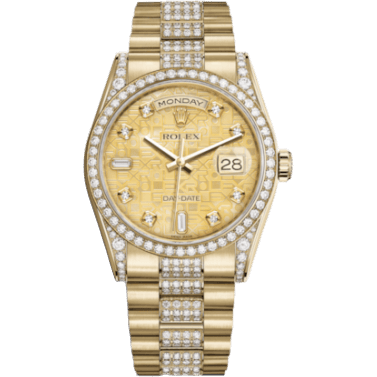 Day-Date 36 Yellow Gold Diamonds / President Diamonds / Champagne Computer