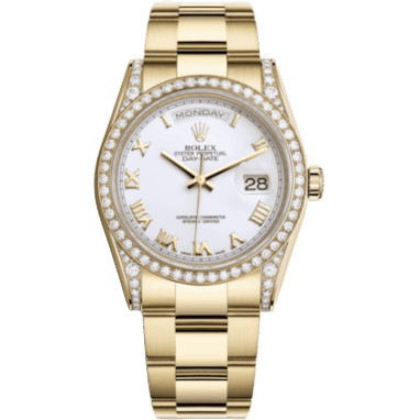 Day-Date 36 Yellow Gold Diamonds / Oyster / White Roman