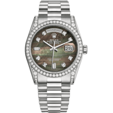 Day-Date 36 White Gold Diamonds / President / Black MOP