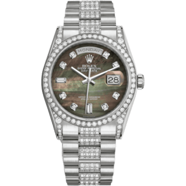 Day-Date 36 White Gold Diamonds / President Diamond / Black MOP
