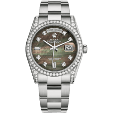 Day-Date 36 White Gold Diamonds / Oyster / Black MOP