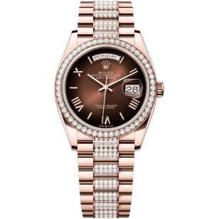 Day-Date 36 Everose Gold / Diamond / Brown Ombré - Roman / President