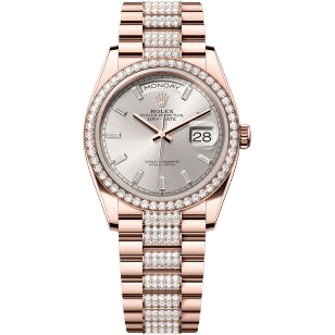 Day-Date 36 Everose Gold - Diamond / Silver - Baguette / President - Diamond