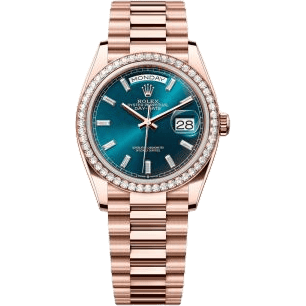 Day-Date 36 Everose Gold - Diamond / Blue-Green - Baguette / President