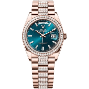 Day-Date 36 Everose Gold - Diamond / Blue-Green - Baguette / President - Diamond
