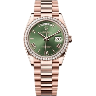 Day-Date 36 Everose Gold - Diamond / Green - Roman / President