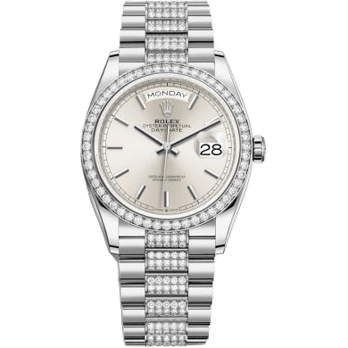 Day-Date 36 White Gold / Diamond / Silver / President - Diamond