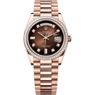 Day-Date 36 Everose Gold - Baguette / Brown Ombré - Diamond / President