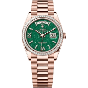 Day-Date 36 Everose Gold - Baguette / Green Aventurine / President - Diamond