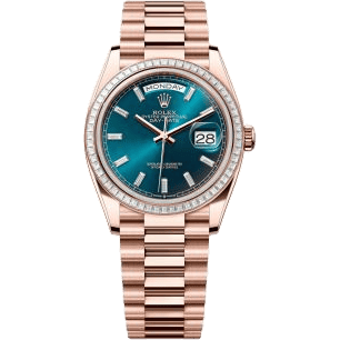 Day-Date 36 Everose Gold - Baguette / Blue-Green - Baguette / President