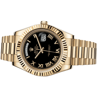Day-Date II Yellow Gold Fluted Black Roman