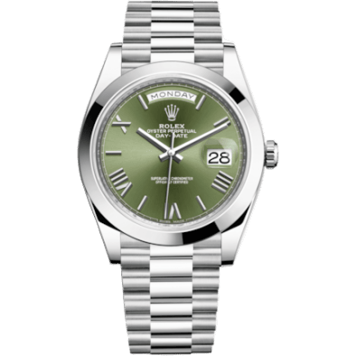 Day-Date 40 Platinum / Green - Roman