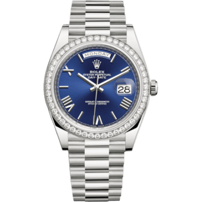 Day-Date 40 White Gold - Diamond / Blue Roman