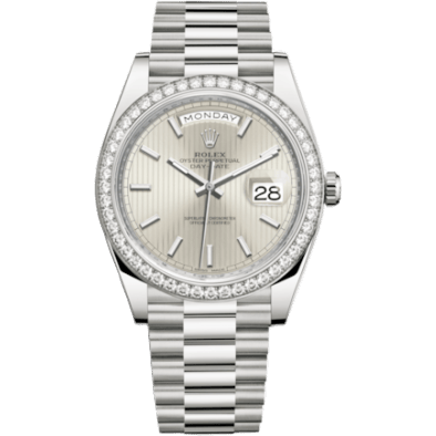 Day-Date 40 White Gold - Diamond / Silver Tuxedo