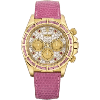 Daytona Zenith Yellow Gold Pink Sapphire Paved