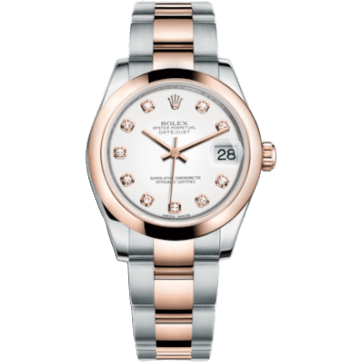 Datejust 31 Rolesor Everose Domed / Oyster / White Diamond