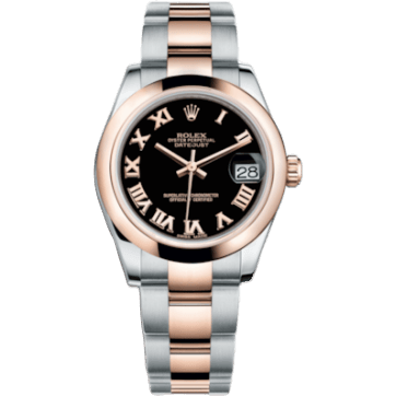 Datejust 31 Rolesor Everose Domed / Oyster / Black Roman