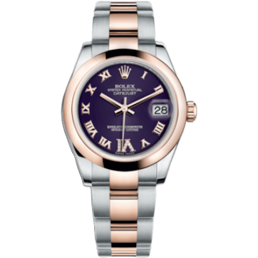 Datejust 31 Rolesor Everose Domed / Oyster / Purple Roman