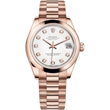 Datejust 31 Everose Domed / President / White Diamond
