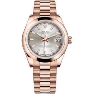 Datejust 31 Everose Domed / President / Silver