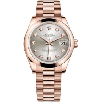 Datejust 31 Everose Domed / President / Silver Diamond