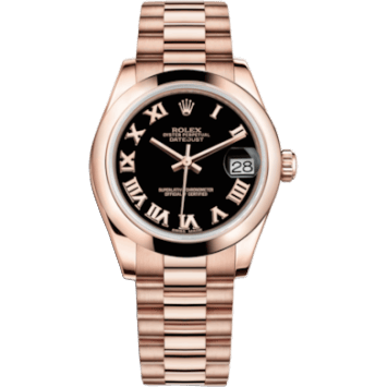 Datejust 31 Everose Domed / President / Black Roman