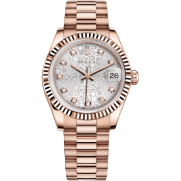 Datejust 31 Everose Fluted / President / Silver Computer