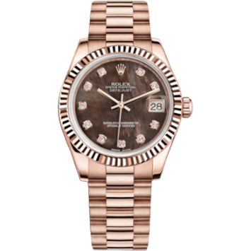 Datejust 31 Everose Fluted / President / Black MOP