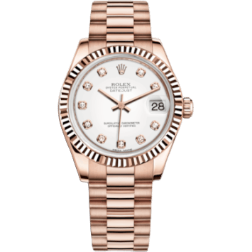 Datejust 31 Everose Fluted / President / White Diamonds