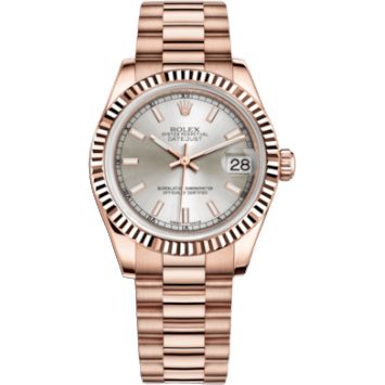 Datejust 31 Everose Fluted / President / Silver