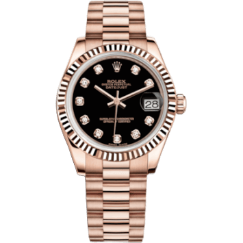 Datejust 31 Everose Fluted President Black Diamonds