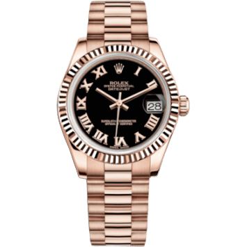 Datejust 31 Everose Fluted / President / Black Roman