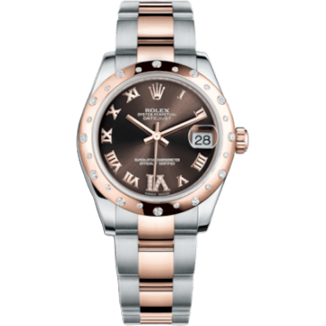 Datejust 31 Rolesor Everose Domed Diamond / Oyster / Chocolate Roman
