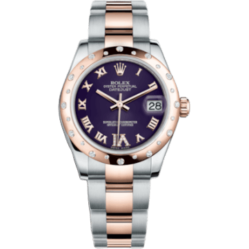 Datejust 31 Rolesor Everose Domed Diamond / Oyster / Purple Roman