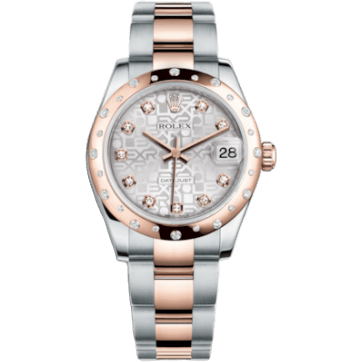 Datejust 31 Rolesor Everose Domed Diamond / Oyster / Silver Computer