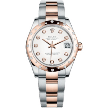 Datejust 31 Rolesor Everose Domed Diamond / Oyster / White Diamond