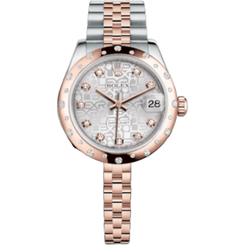 Datejust 31 Rolesor Everose Domed Diamond / Jubilee / Silver Computer