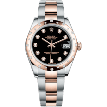 Datejust 31 Rolesor Everose Domed Diamond / Oyster / Black Diamond