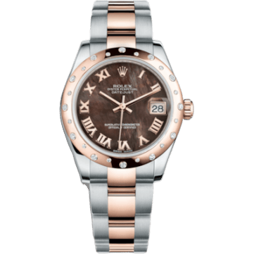 Datejust 31 Rolesor Everose Domed Diamond / Oyster / Black MOP Roman