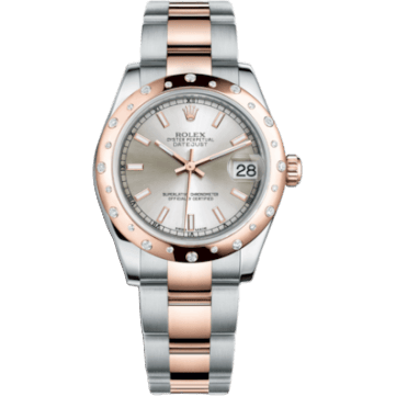 Datejust 31 Rolesor Everose Domed Diamond / Oyster / Silver
