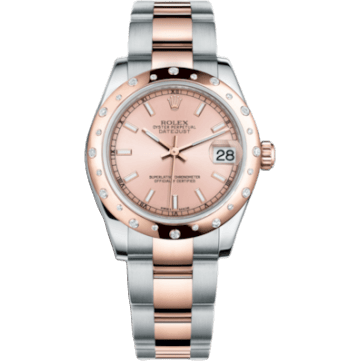 Datejust 31 Rolesor Everose Domed Diamond / Oyster / Pink