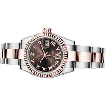 Lady-Datejust 26 Rolesor Everose Fluted Chocolate Oyster